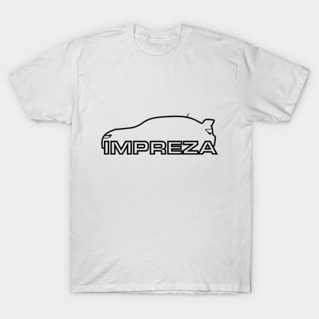 Subaru Impreza Car Outline big font T-Shirt by mufflebox